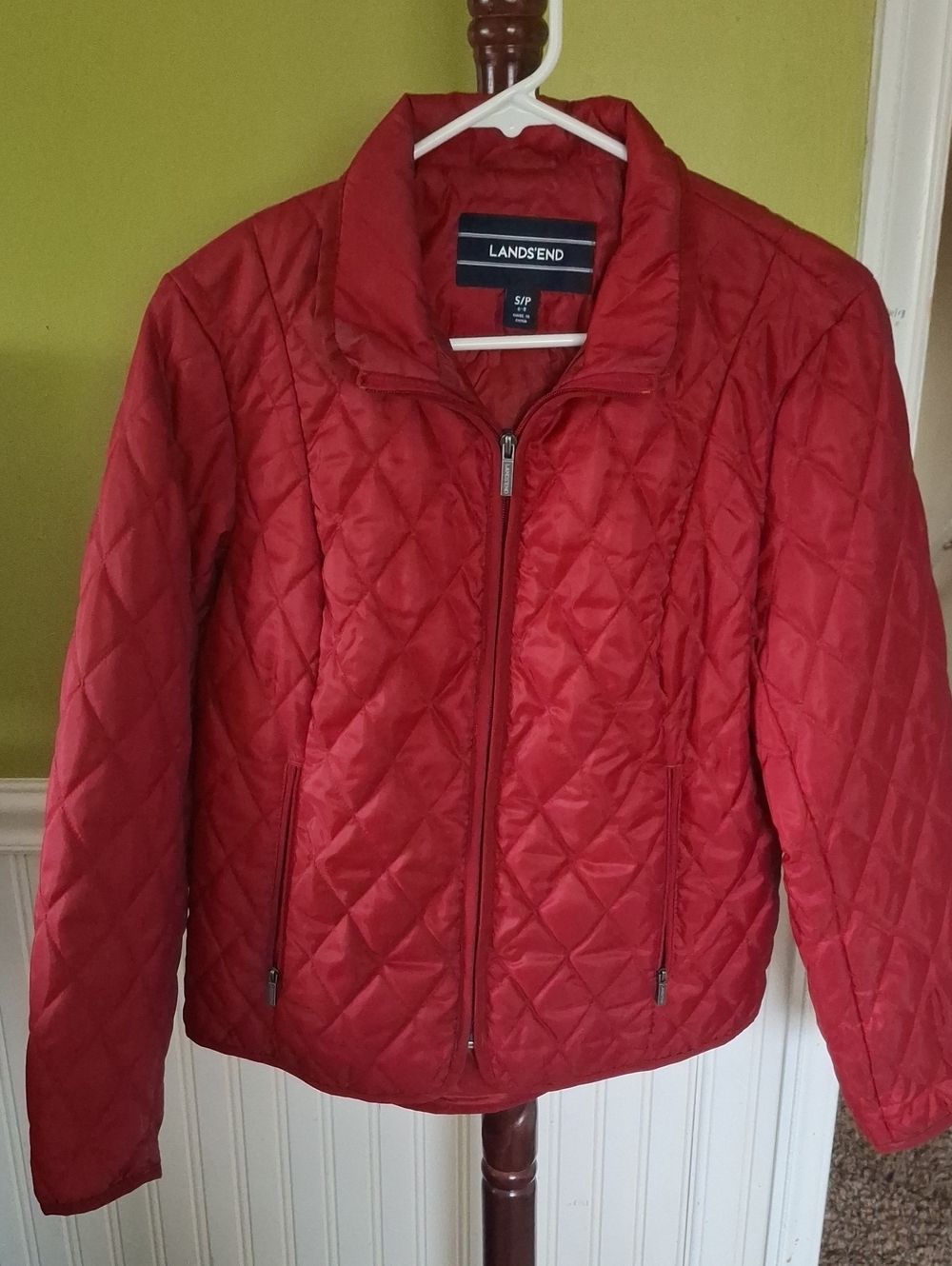Lands' End Women's Quilted Puffer Jacket in Red